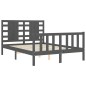 vidaXL Massivholzbett mit Kopfteil Grau 120x200 cm vidaXL Massivholzbett mit Kopfteil Grau 120x200 cm
