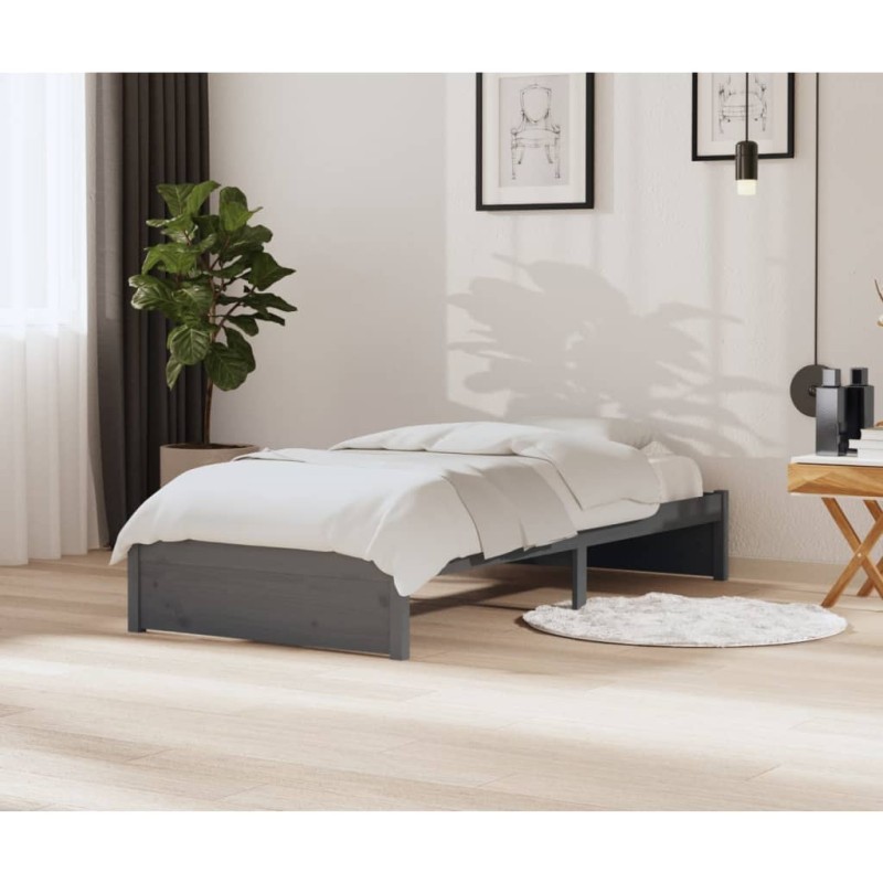 vidaXL Massivholzbett Grau 90x200 cm vidaXL Massivholzbett Grau 90x200 cm