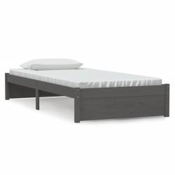 vidaXL Massivholzbett Grau 90x200 cm