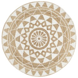 vidaXL Teppich Handgefertigt Jute mit weißem Aufdruck 120 cm