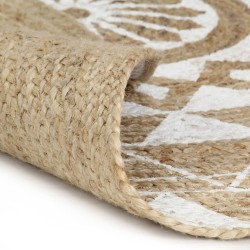 vidaXL Teppich Handgefertigt Jute mit weißem Aufdruck 120 cm