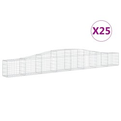 vidaXL Gabionen mit Hochbogen 25 Stk. 400x30x40/60 cm Verzinktes Eisen