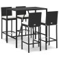 vidaXL 5-tlg. Gartenbar-Set mit Kissen Schwarz Poly Rattan vidaXL 5-tlg. Gartenbar-Set mit Kissen Schwarz Poly Rattan
