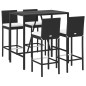 vidaXL 5-tlg. Gartenbar-Set mit Kissen Schwarz Poly Rattan vidaXL 5-tlg. Gartenbar-Set mit Kissen Schwarz Poly Rattan