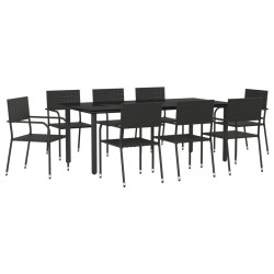 vidaXL 9-tlg. Garten-Essgruppe Schwarz Poly Rattan und Stahl