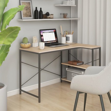 vidaXL Computertisch Schwarz und Eiche-Optik 110x72x70cm Holzwerkstoff