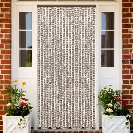 vidaXL Insektenschutz-Vorhang Taupe und Weiß 90x220 cm Chenille