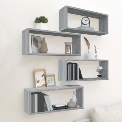 vidaXL Würfelregale 4 Stk. Grau Sonoma 60x15x23 cm Holzwerkstoff