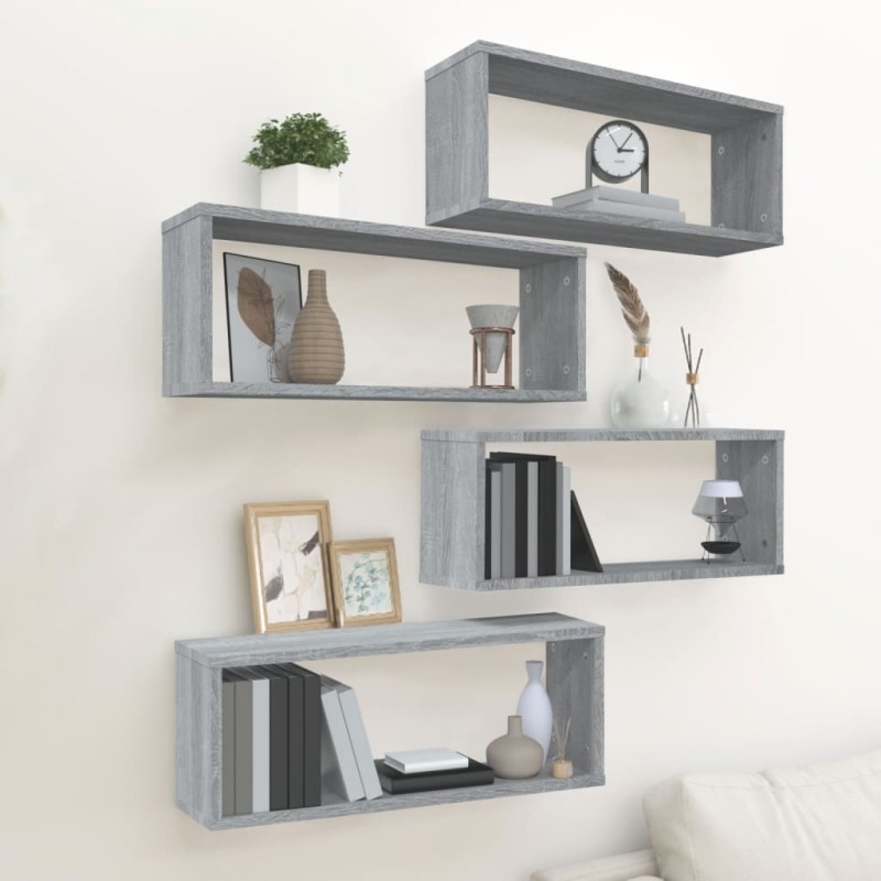vidaXL Würfelregale 4 Stk. Grau Sonoma 60x15x23 cm Holzwerkstoff vidaXL Würfelregale 4 Stk. Grau Sonoma 60x15x23 cm Holzwerkstoff