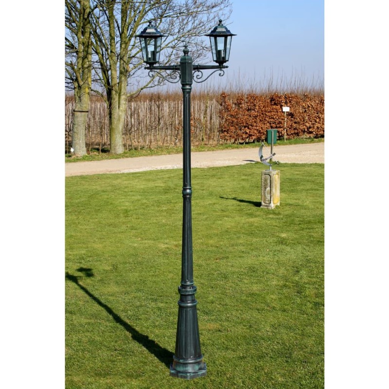 vidaXL Gartenlaterne 2-flammig 215 cm Dunkelgrün/Schwarz Aluminium vidaXL Gartenlaterne 2-flammig 215 cm Dunkelgrün/Schwarz Aluminium