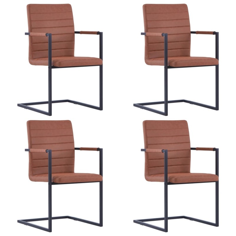 Freischwinger 4 Stk. Braun Kunstleder Freischwinger 4 Stk. Braun Kunstleder