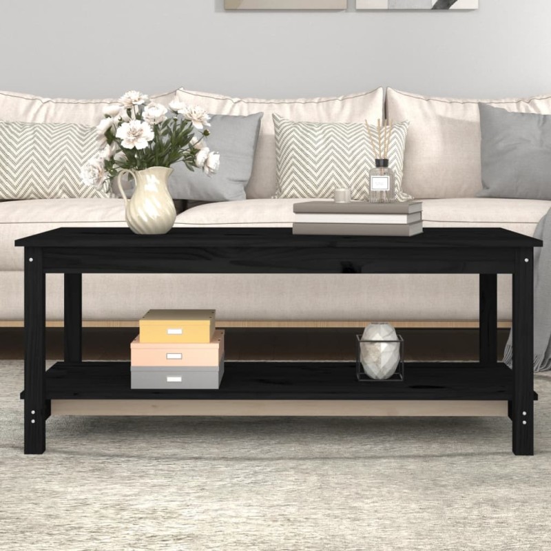 vidaXL Couchtisch Schwarz 110x55x45 cm Massivholz Kiefer vidaXL Couchtisch Schwarz 110x55x45 cm Massivholz Kiefer