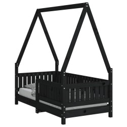 vidaXL Kinderbett Schwarz 70x140 cm Massivholz Kiefer