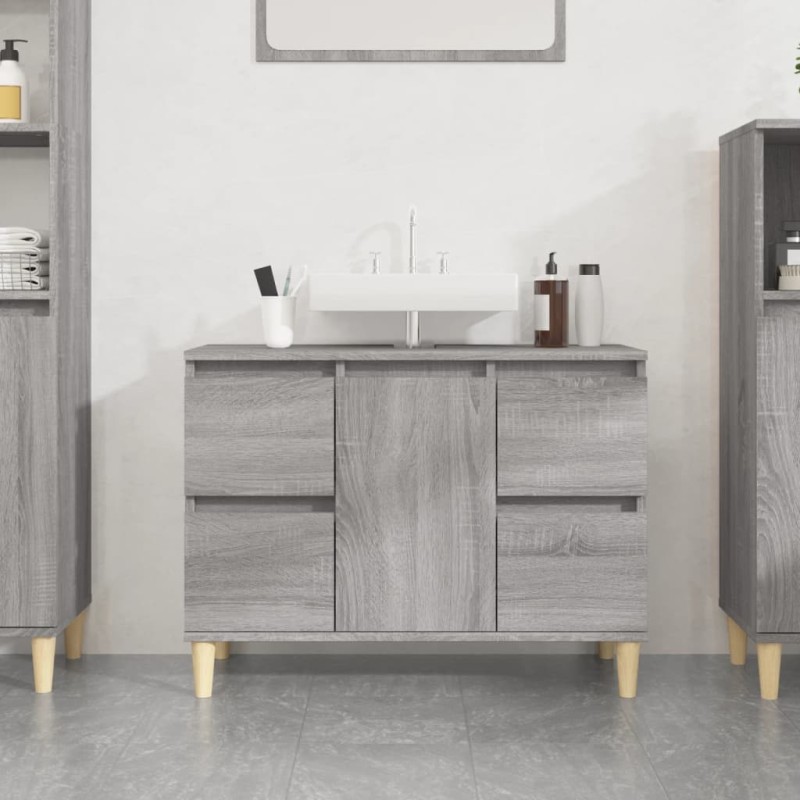 vidaXL Waschbeckenunterschrank Grau Sonoma 80x33x60 cm Holzwerkstoff vidaXL Waschbeckenunterschrank Grau Sonoma 80x33x60 cm Holzwerkstoff
