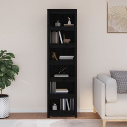 vidaXL Bücherregal Schwarz 50x35x183 cm Massivholz Kiefer