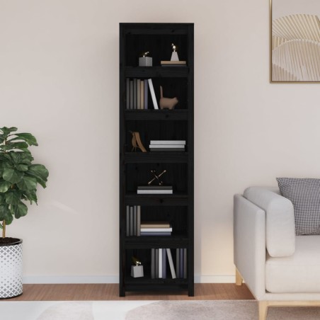vidaXL Bücherregal Schwarz 50x35x183 cm Massivholz Kiefer