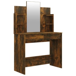 vidaXL Schminktisch mit Spiegel Räuchereiche 96x40x142 cm
