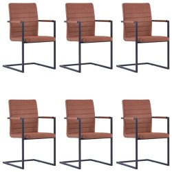 Freischwinger 6 Stk. Braun Kunstleder