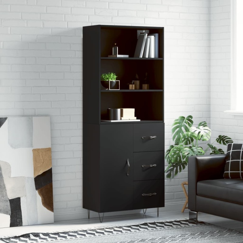 vidaXL Highboard Schwarz 69,5x34x180 cm Holzwerkstoff vidaXL Highboard Schwarz 69,5x34x180 cm Holzwerkstoff
