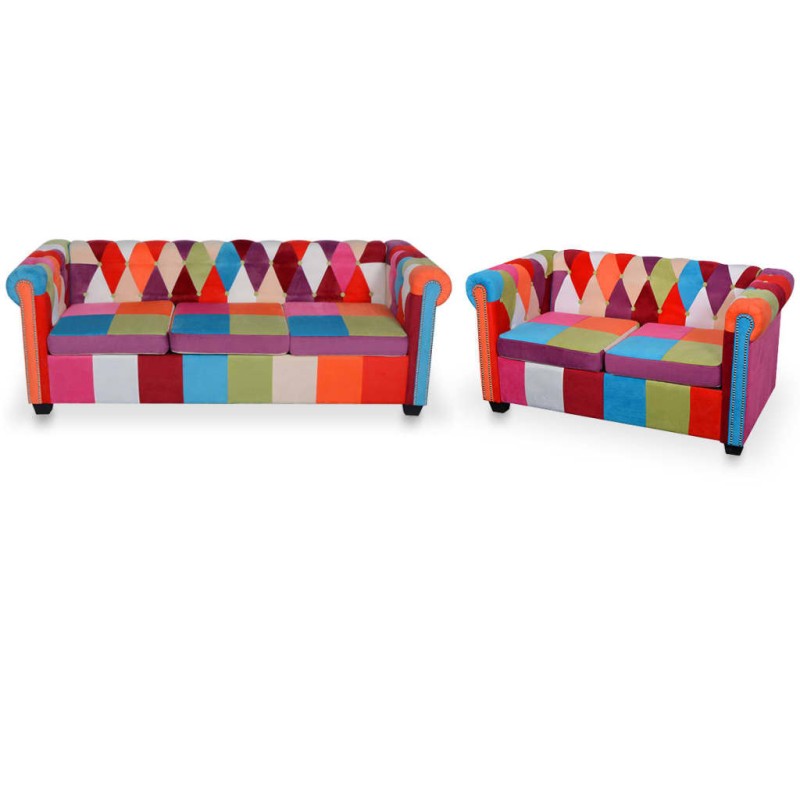 2-tlg. Chesterfield-Sofa-Set Stoff 2-tlg. Chesterfield-Sofa-Set Stoff