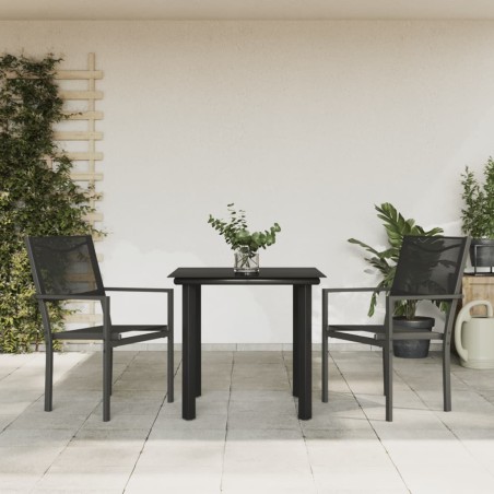 vidaXL 3-tlg. Garten-Essgruppe Schwarz Stahl und Textilene