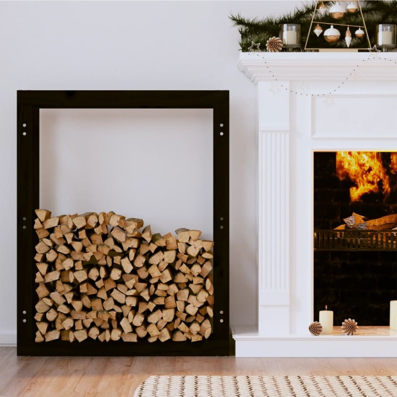 vidaXL Kaminholzregal Schwarz 80x25x100 cm Massivholz Kiefer vidaXL Kaminholzregal Schwarz 80x25x100 cm Massivholz Kiefer