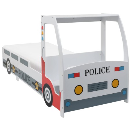 Polizeiauto-Kinderbett mit Memory-Schaum-Matratze 90×200 cm