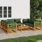 vidaXL 9-tlg. Garten-Lounge-Set mit Grünen Kissen Massivholz vidaXL 9-tlg. Garten-Lounge-Set mit Grünen Kissen Massivholz