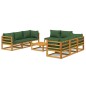 vidaXL 9-tlg. Garten-Lounge-Set mit Grünen Kissen Massivholz vidaXL 9-tlg. Garten-Lounge-Set mit Grünen Kissen Massivholz