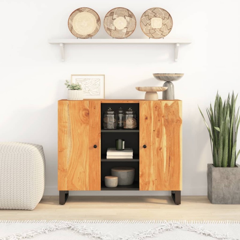 vidaXL Sideboard mit 2 Türen 90x33x75 cm Massivholz Akazie vidaXL Sideboard mit 2 Türen 90x33x75 cm Massivholz Akazie