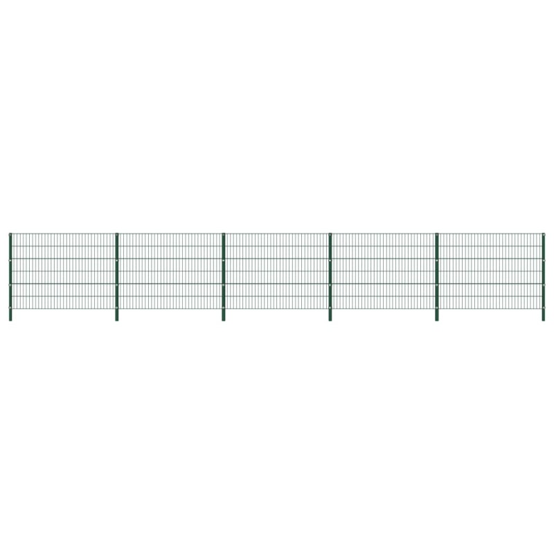 Zaunfeld mit Pfosten Eisen 8,5 x 1,2 m Grün Zaunfeld mit Pfosten Eisen 8,5 x 1,2 m Grün
