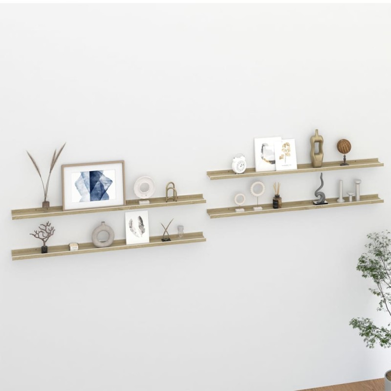vidaXL Wandregale 4 Stk. Weiß und Sonoma-Eiche 115x9x3 cm vidaXL Wandregale 4 Stk. Weiß und Sonoma-Eiche 115x9x3 cm