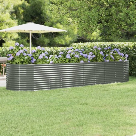 vidaXL Hochbeet Pulverbeschichteter Stahl 396x100x68 cm Grau