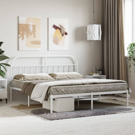 vidaXL Bettgestell mit Kopfteil Metall Weiß 160x200 cm