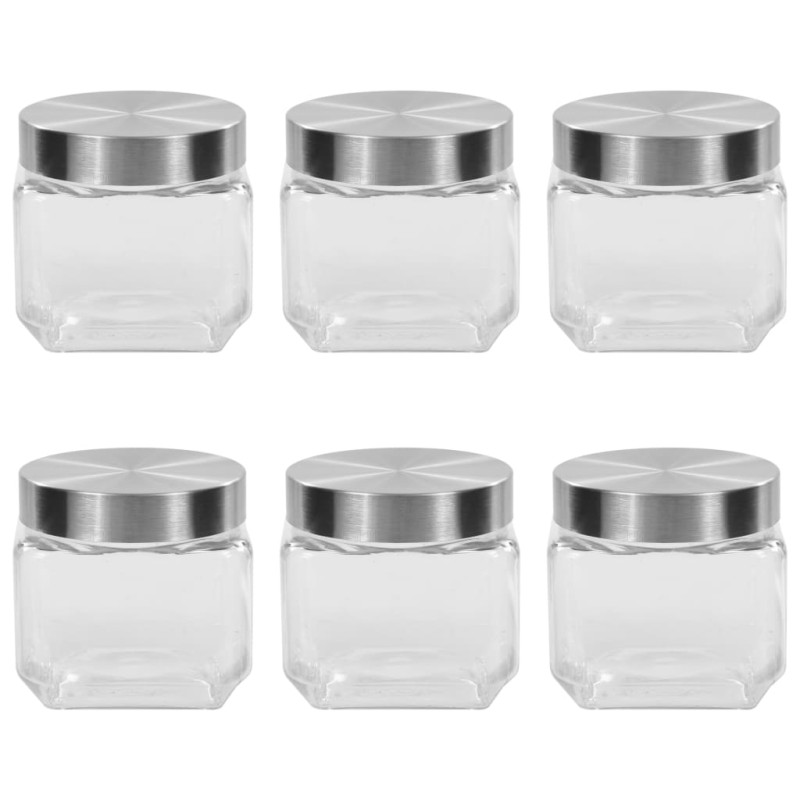 vidaXL Vorratsgläser mit Silbernem Deckel 6 Stk. 800 ml vidaXL Vorratsgläser mit Silbernem Deckel 6 Stk. 800 ml