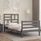vidaXL Massivholzbett mit Kopfteil Grau 90x200 cm vidaXL Massivholzbett mit Kopfteil Grau 90x200 cm