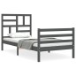 vidaXL Massivholzbett mit Kopfteil Grau 90x200 cm vidaXL Massivholzbett mit Kopfteil Grau 90x200 cm
