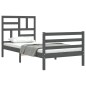 vidaXL Massivholzbett mit Kopfteil Grau 90x200 cm vidaXL Massivholzbett mit Kopfteil Grau 90x200 cm