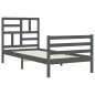 vidaXL Massivholzbett mit Kopfteil Grau 90x200 cm vidaXL Massivholzbett mit Kopfteil Grau 90x200 cm