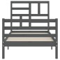 vidaXL Massivholzbett mit Kopfteil Grau 90x200 cm vidaXL Massivholzbett mit Kopfteil Grau 90x200 cm