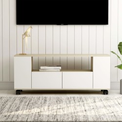 vidaXL TV-Schrank Weiß Sonoma-Eiche 120x35x48 cm Holzwerkstoff