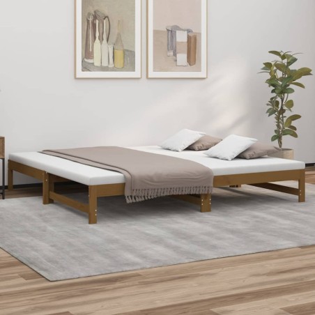 vidaXL Tagesbett Ausziehbar Honigbraun 2x(80x200) cm Massivholz Kiefer