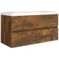vidaXL Waschbeckenschrank Räuchereiche 90x38,5x45 cm Holzwerkstoff vidaXL Waschbeckenschrank Räuchereiche 90x38,5x45 cm Holzwerkstoff