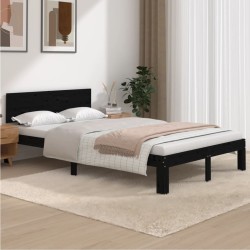 vidaXL Massivholzbett Schwarz Kiefer 120x200 cm