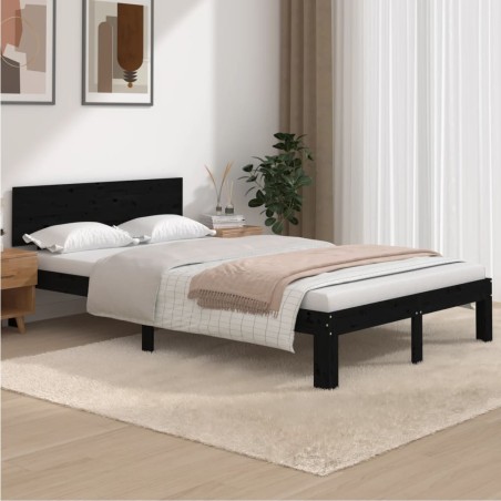 vidaXL Massivholzbett Schwarz Kiefer 120x200 cm