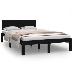 vidaXL Massivholzbett Schwarz Kiefer 120x200 cm