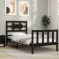 vidaXL Massivholzbett mit Kopfteil Schwarz 90x200 cm vidaXL Massivholzbett mit Kopfteil Schwarz 90x200 cm