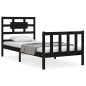 vidaXL Massivholzbett mit Kopfteil Schwarz 90x200 cm vidaXL Massivholzbett mit Kopfteil Schwarz 90x200 cm
