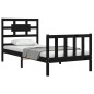 vidaXL Massivholzbett mit Kopfteil Schwarz 90x200 cm vidaXL Massivholzbett mit Kopfteil Schwarz 90x200 cm