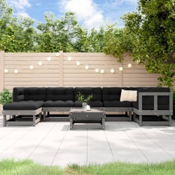 vidaXL 8-tlg. Garten-Lounge-Set mit Kissen Grau Massivholz